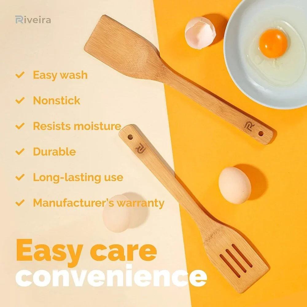 6-Piece Wooden Spoons Apartment Essentials Wood Spatula Spoon Nonstick Kitchen